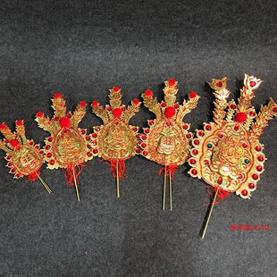 金花紅稠潮汕拜神敬佛招财天公灶公插香炉铜片金花神花拜件花饰品