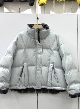 衣拉克EDWY2959欧洲站25冬新款时尚立领格子拼接双面穿羽绒服外套