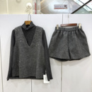 三件套 短裤 5122欧洲站26春高领亮片内搭 钉珠刺绣花羊毛马甲罩衫