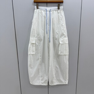 K5860-1 欧货2026夏新款时尚百搭松紧高腰工装裤显瘦系带气质女裤