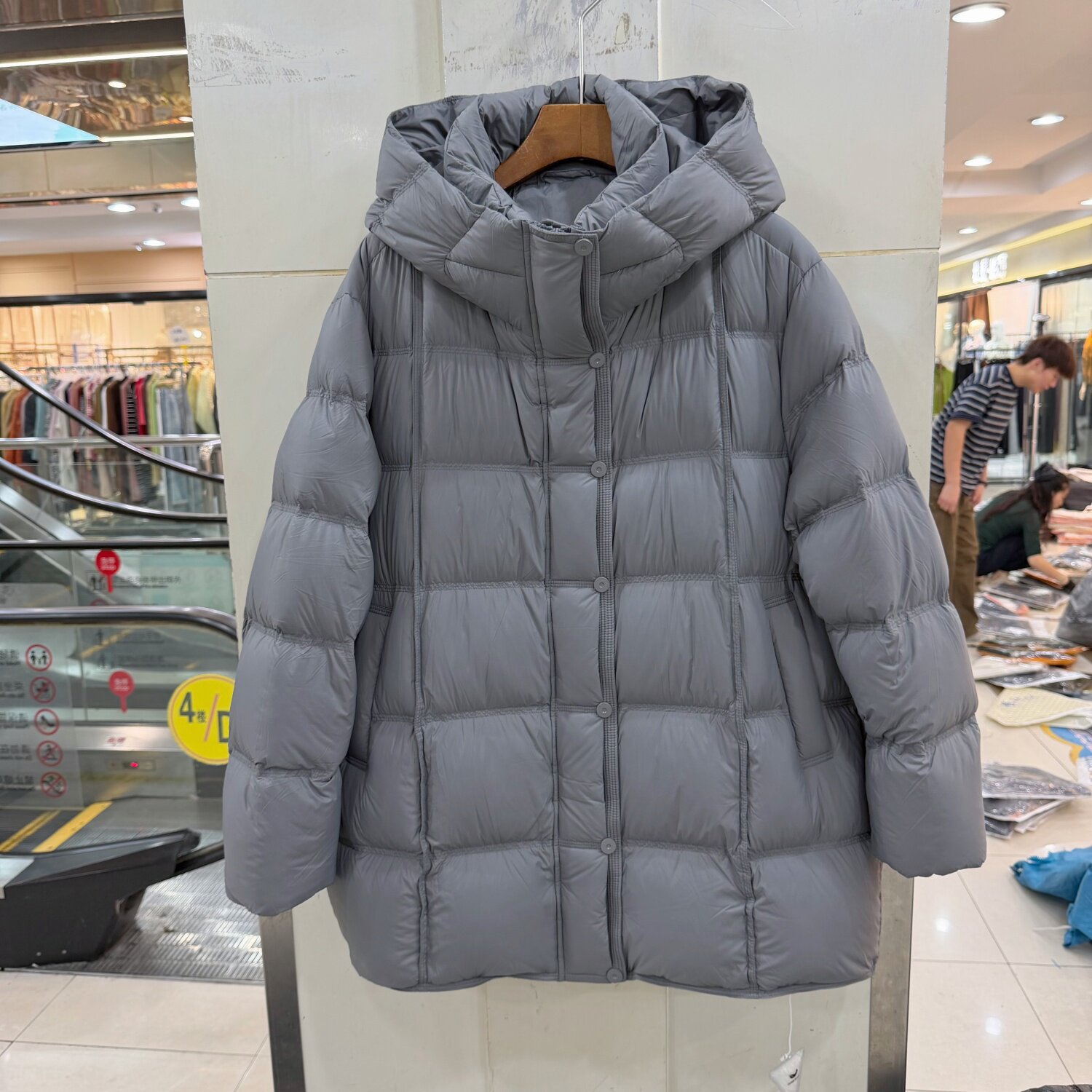 OF E6152欧货韩版中长款羽绒服女连帽加厚保暖宽松显瘦90鹅绒外套
