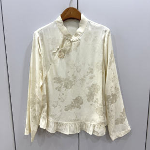纯色衬衫 KS668欧洲站2026早春新款 复古盘扣国风刺绣气质百搭长袖