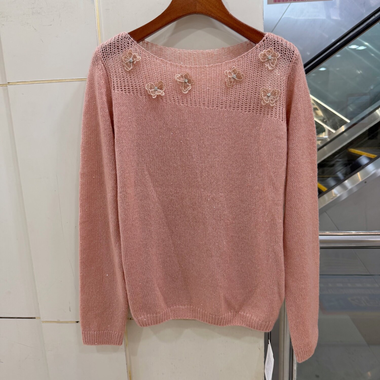 HM-S12682欧货温柔韩系立体钉蝴蝶针织衫亮片羊毛圆领减龄上衣秋