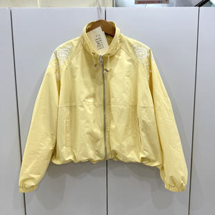 H26 立领拉链蕾丝内里重工刺绣花百搭短外套 9853欧洲站2026春时尚