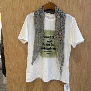 32060欧韩风字母印花短袖T恤女宽松圆领针织披肩时尚上衣2026早秋