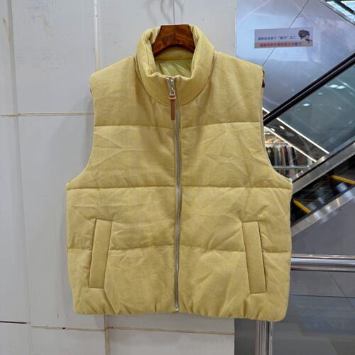 28113 拉链立领休闲减龄舒适羊毛鹅绒羽绒服马甲外套欧货26冬