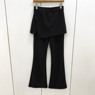 7700欧洲站2026春时尚 超显瘦微喇屁帘百搭长裤 休闲裤 松紧高腰修身