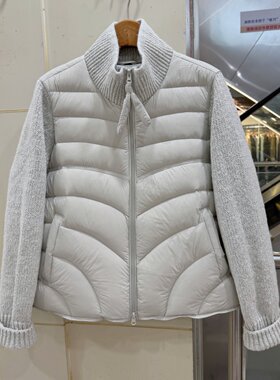 P-88581欧货针织拼接立领羽绒服女短款减龄90白鸭绒小个子外套冬
