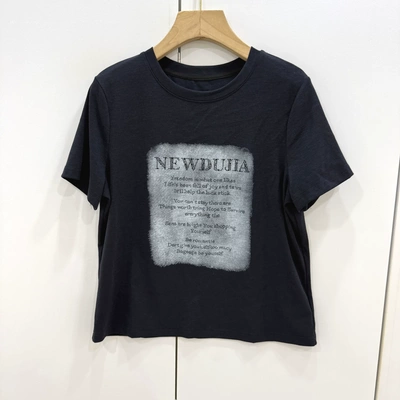80803欧洲站2026夏季时尚百搭卡通字母圆领短袖T恤气质打底小衫