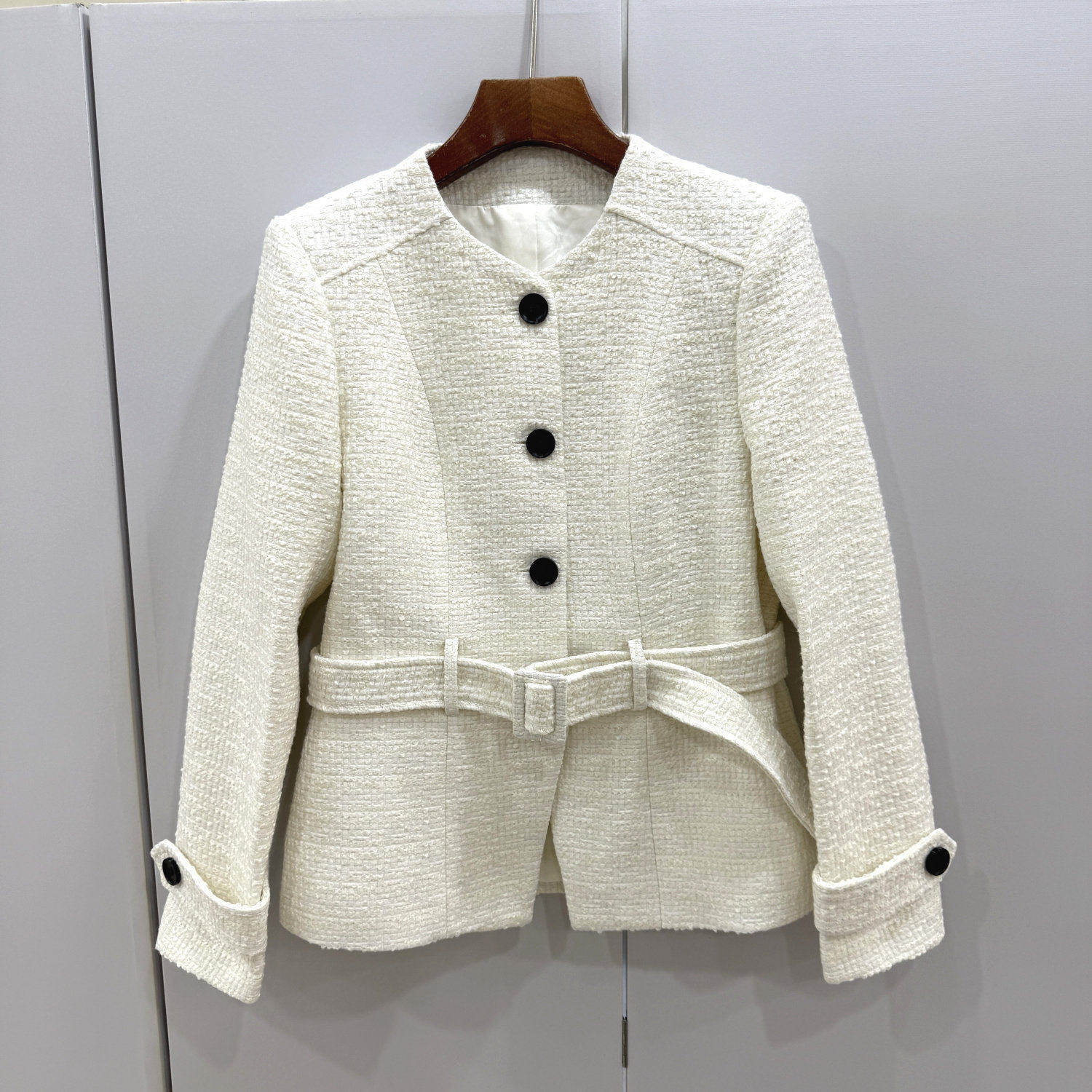 MX26215欧洲站26春圆领单排扣系带收腰羊毛呢小香风小个短外套女,女装/女士精品,毛呢外套,淘宝优惠券,粉丝福利购,淘宝优惠卷