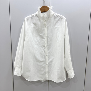 JD632欧洲站2026春不规则荷叶木耳花边法式 减龄百搭显瘦纯棉衬衫