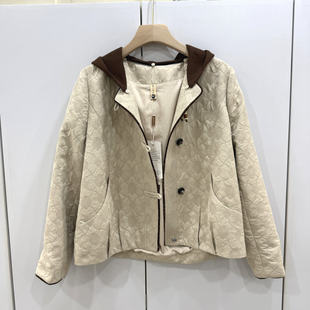 26A 撞色可拆卸连帽单排扣宽松显瘦休闲夹克外套女 51欧洲站春时尚