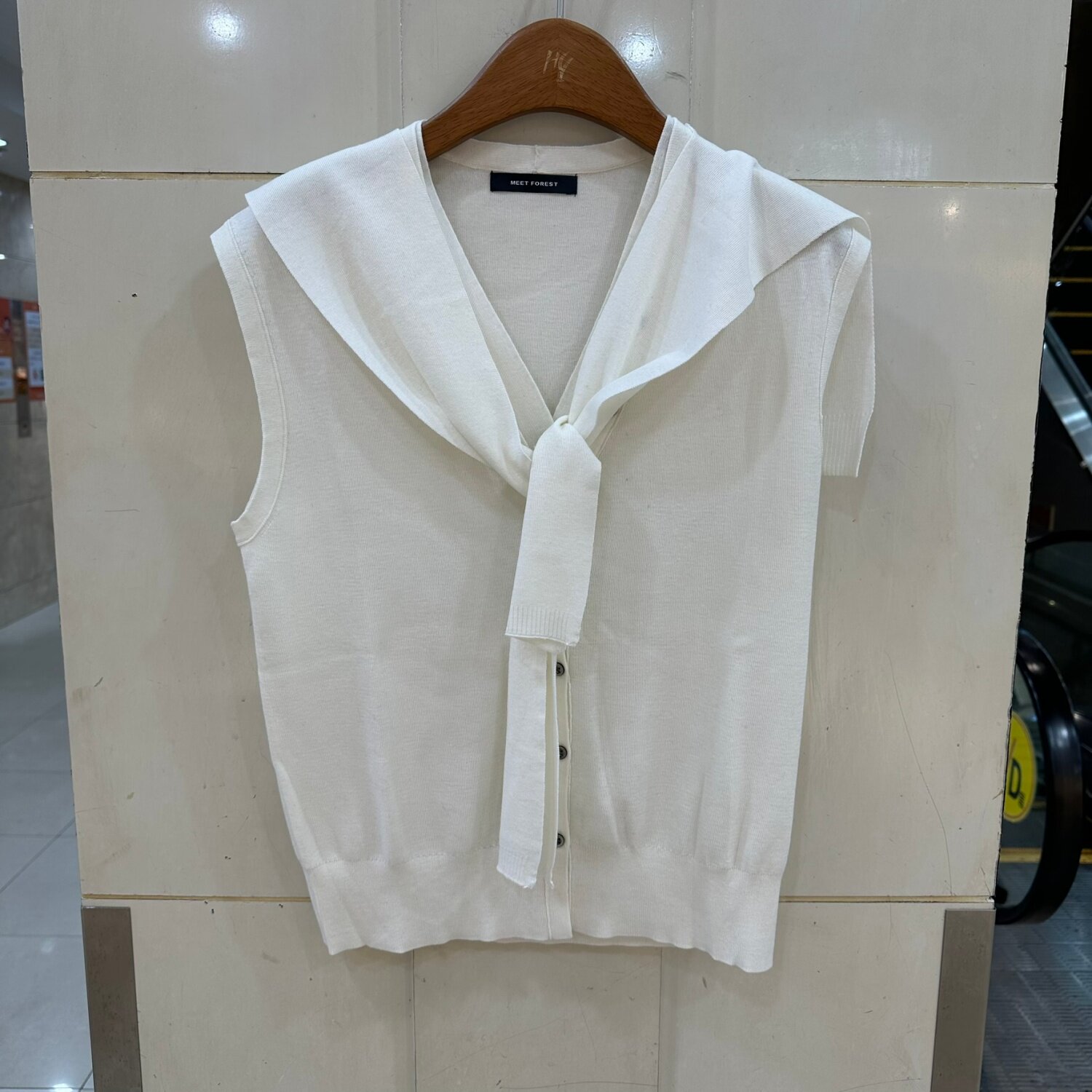 58729欧货学院风V领无袖针织开衫女披肩系带两件套气质百搭上衣秋