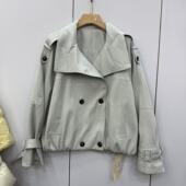 韩系短款 时尚 双排扣百搭显瘦风衣外套女 1170欧洲站2026春新款