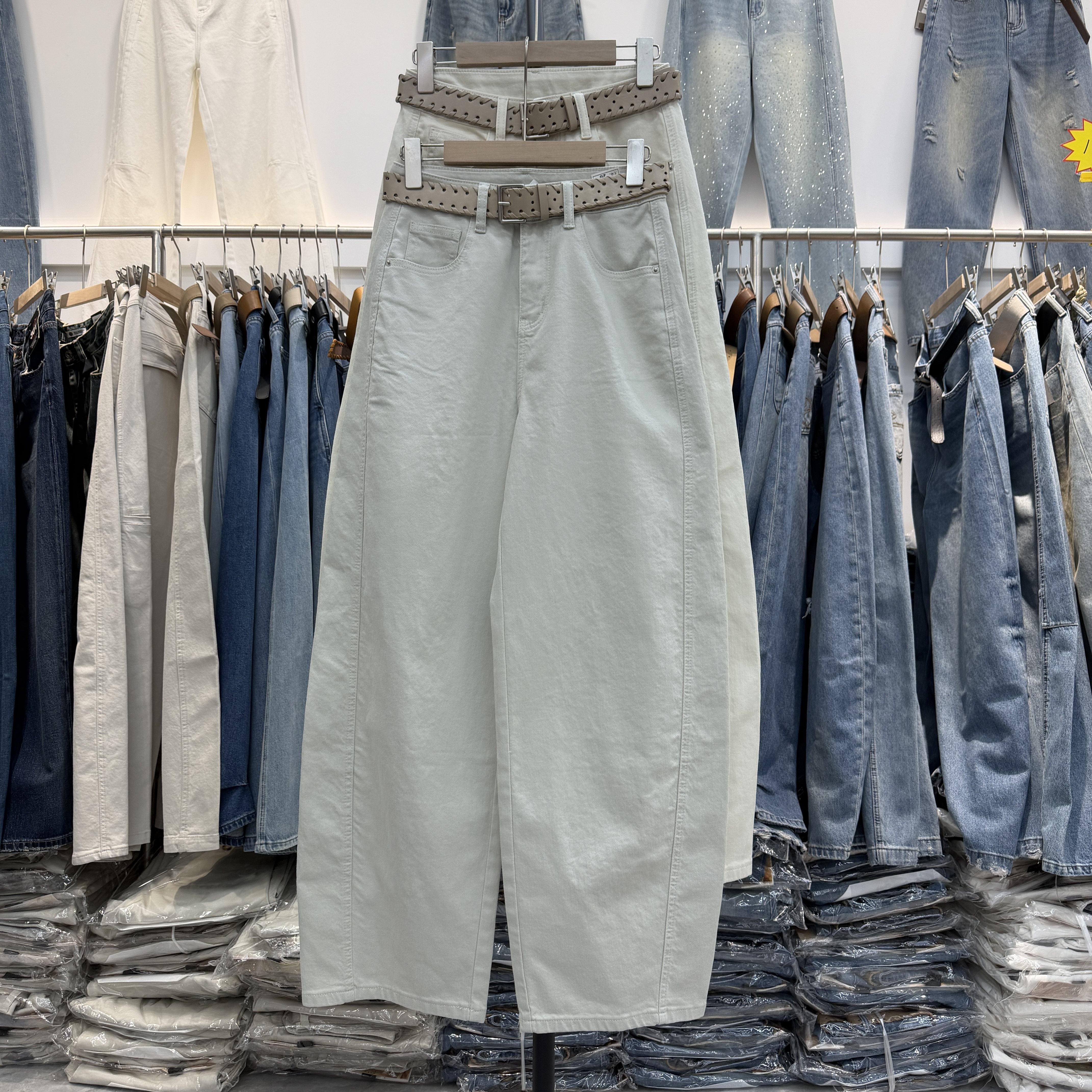 清仓Jeans阿凡牛5605高腰显瘦宽松阔腿弯刀裤女牛仔裤筒裤2026夏