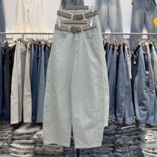 筒裤 2026夏 女牛仔裤 Jeans阿凡牛5605高腰显瘦百搭宽松阔腿弯刀裤