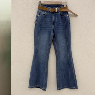 2026春款baoxiniu爆犀牛26113牛仔裤女高腰显瘦九分微喇裤喇叭裤