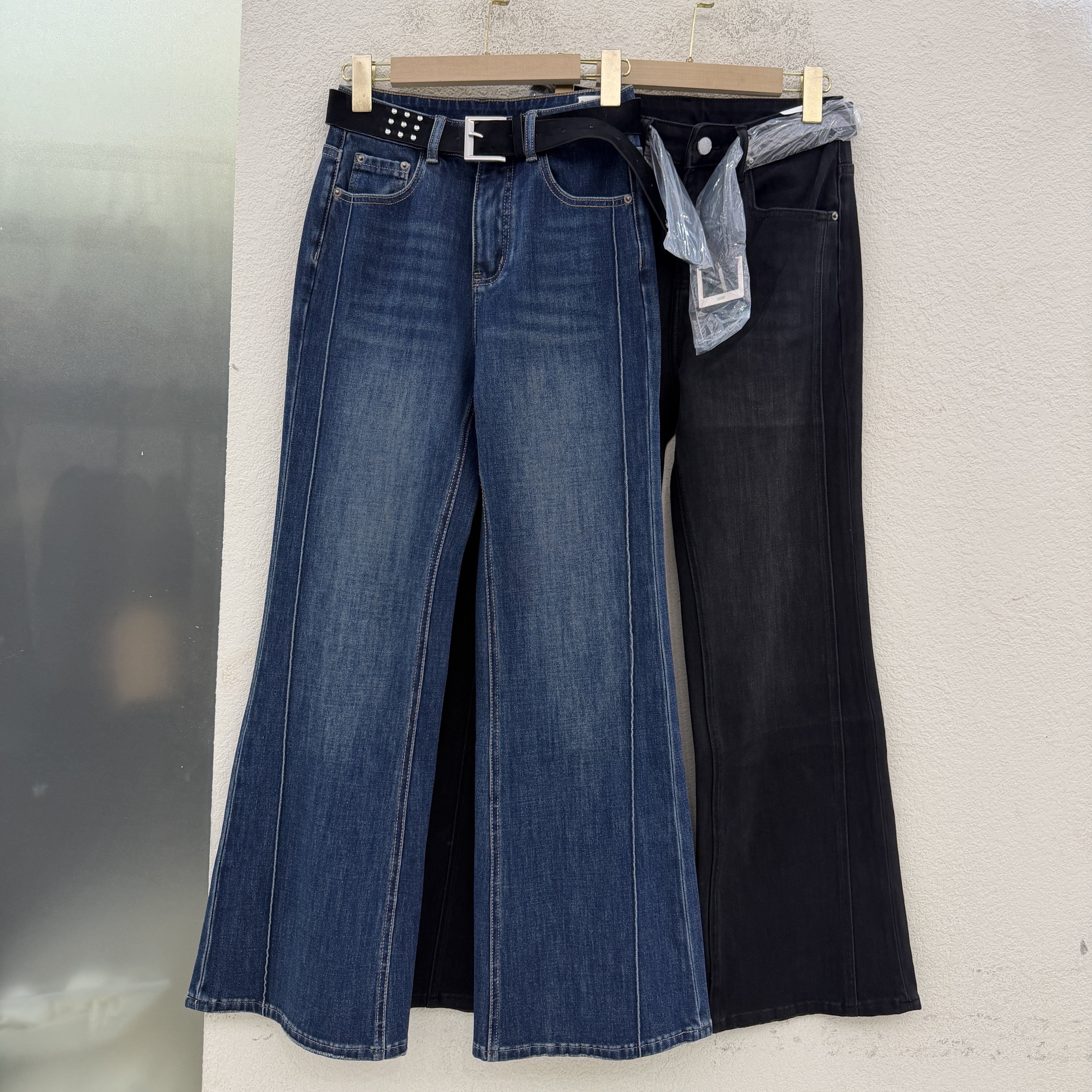 秋JEANS佑度 倩小妞21018显瘦微喇牛仔裤女显瘦压线喇叭裤新昌景