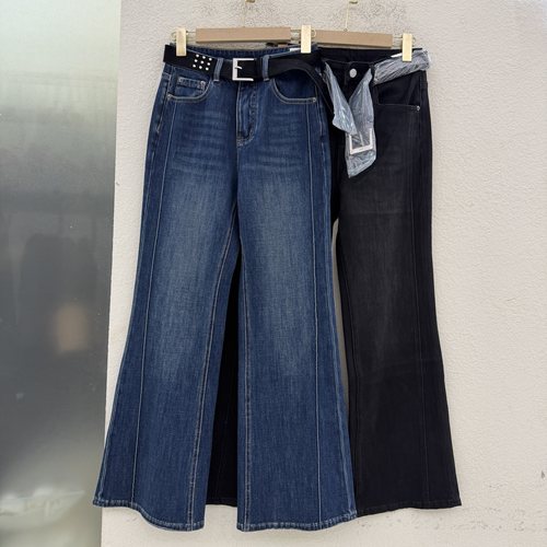 秋JEANS佑度 倩小妞21018显瘦微喇牛仔裤女显瘦压线喇叭裤新昌景