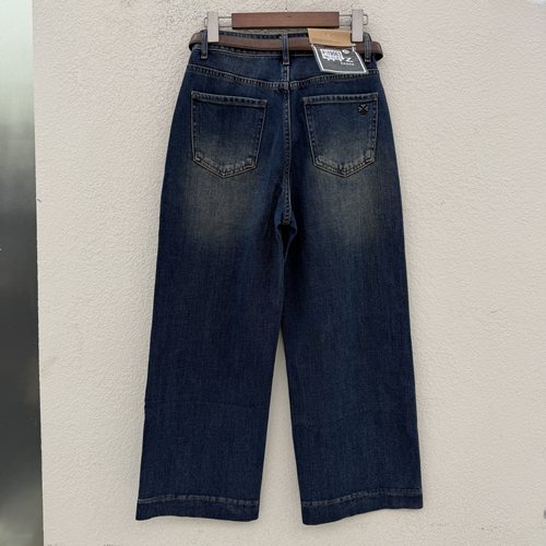 2026秋款JEANS红提子19063显瘦牛仔裤女宽松直筒裤绣花九分法棍裤
