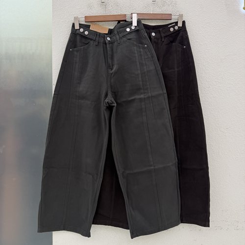 秋款JEANS红提子19101牛仔裤女高腰压线弯刀裤水洗无弹拖地裤2026