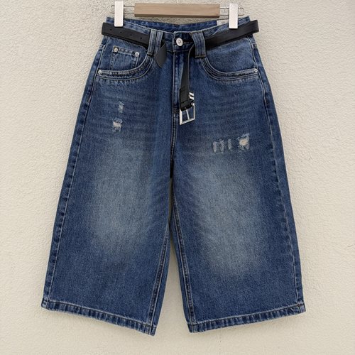 欧货Q FASHION JEANS佐拿 芭度玄风9621牛仔裤女七分磨破直筒裤夏