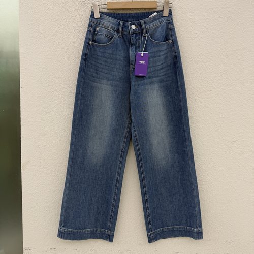 JEANS易人82389四面弹牛仔裤女高腰窄版九分直筒裤奶奶裤2026夏款