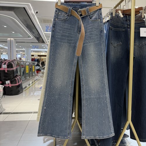 Jeans佐拿 芭度玄风8652春修身显瘦四面弹爆闪满钻喇叭裤女牛仔裤