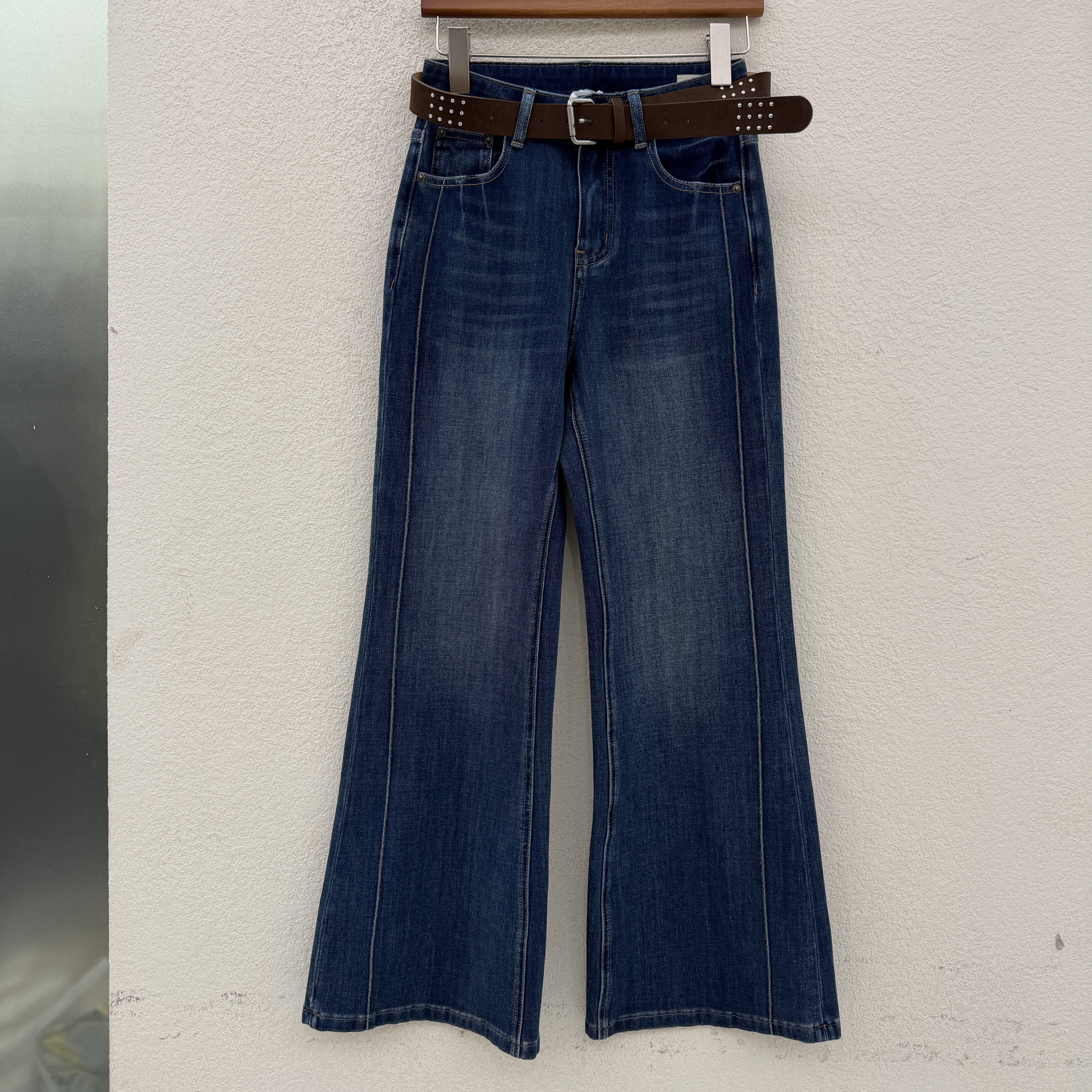 JEANS韩酷莱5530欧货微喇牛仔裤女秋款显瘦四面弹力百搭喇叭长裤