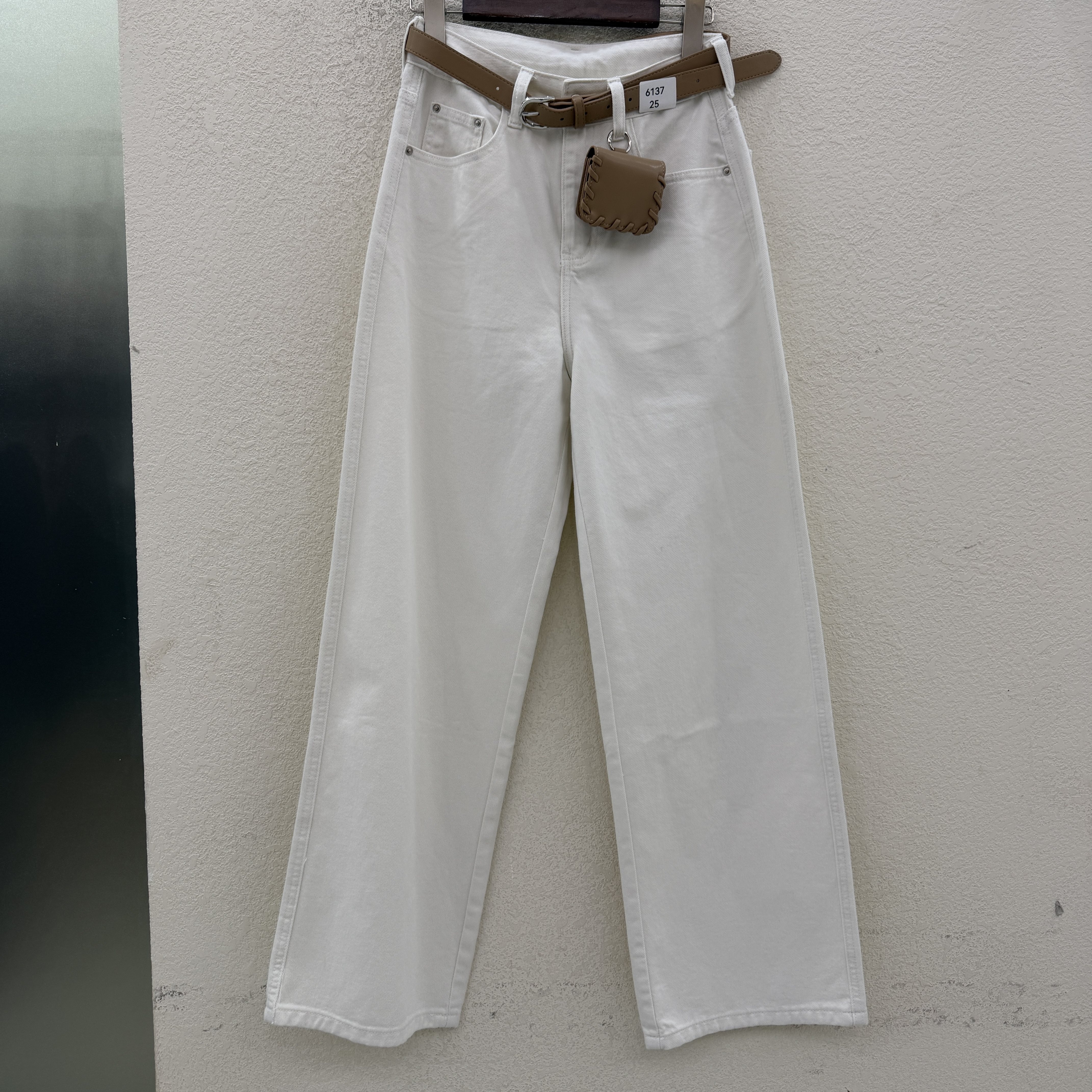 2026春款JEANS绿青蛙6137牛仔裤女高腰显瘦包包窄版直筒裤拖地裤