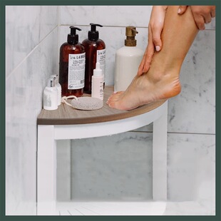 卫浴角落扇形凳子实木相思木淋浴间洗浴用具杂物角落储物置物凳