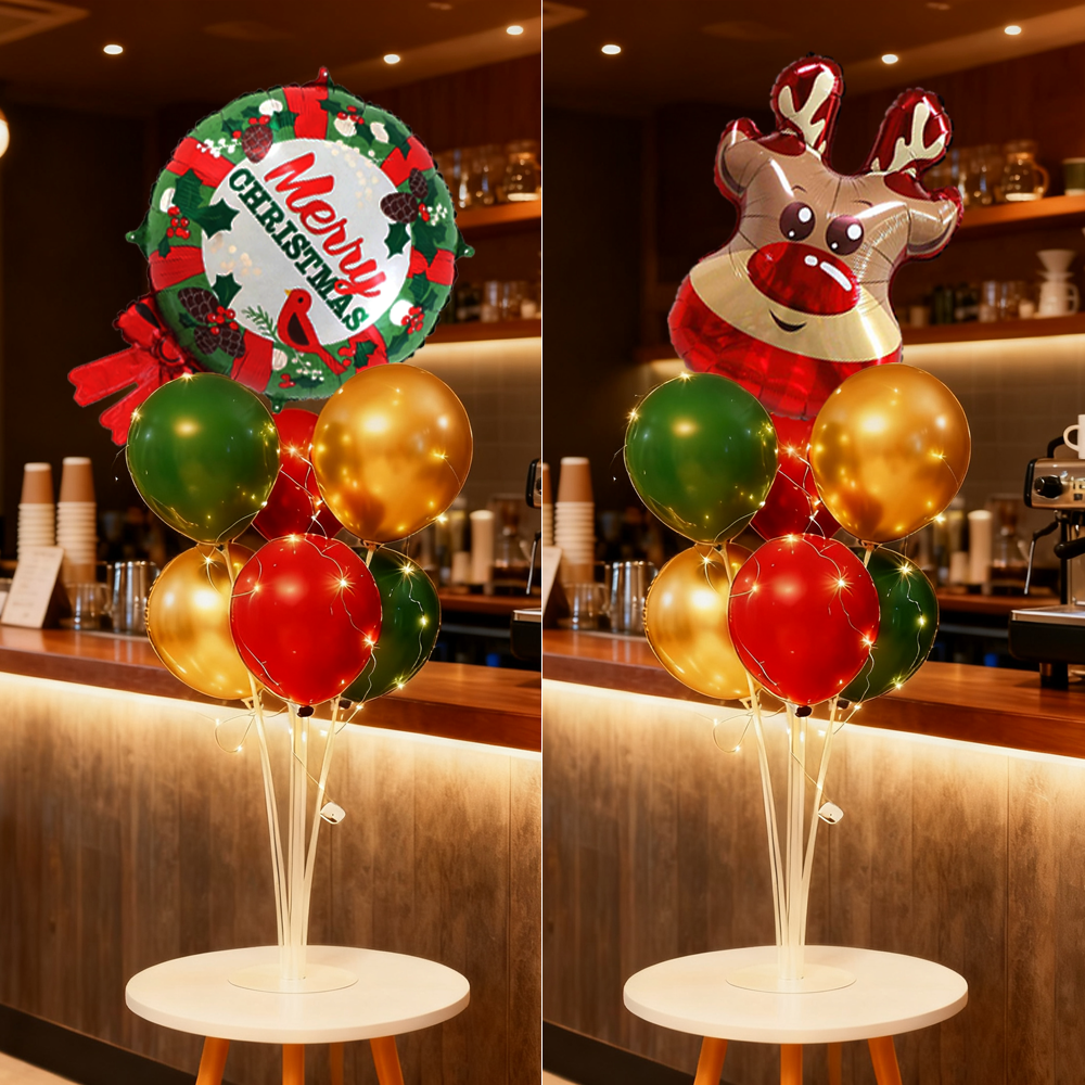 圣诞节装饰树老人雪人气球桌飘