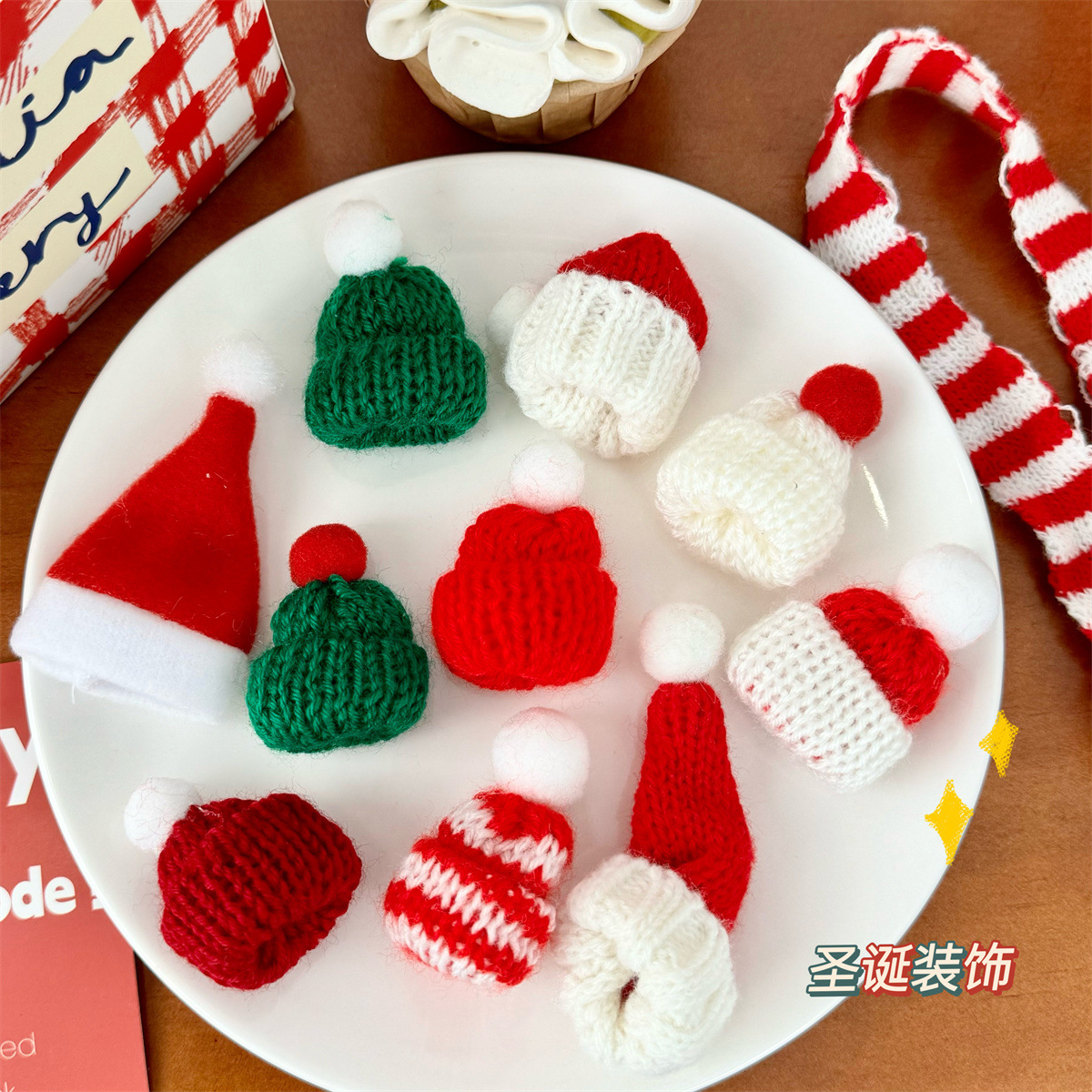 圣诞节装饰咖啡杯迷你圣诞帽子
