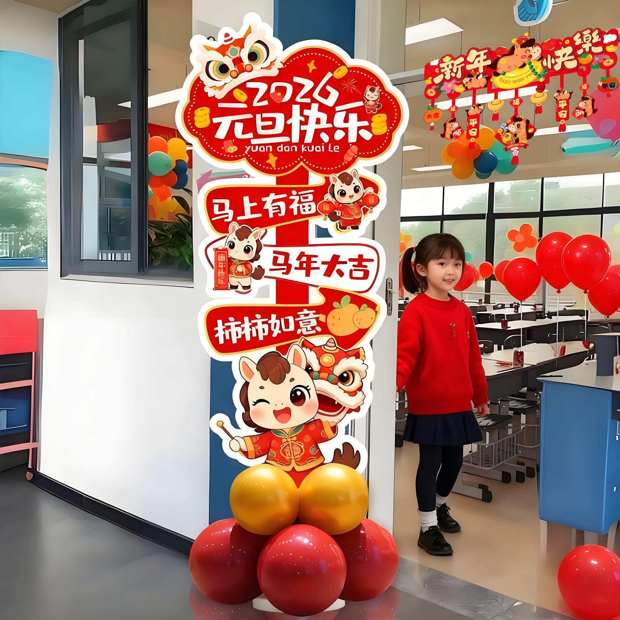 2026马年元旦新年装饰品学校幼儿园教室氛围场景布置kt板立柱气球,节庆用品/礼品,节日装扮用品,淘宝优惠券,粉丝福利购,淘宝优惠卷