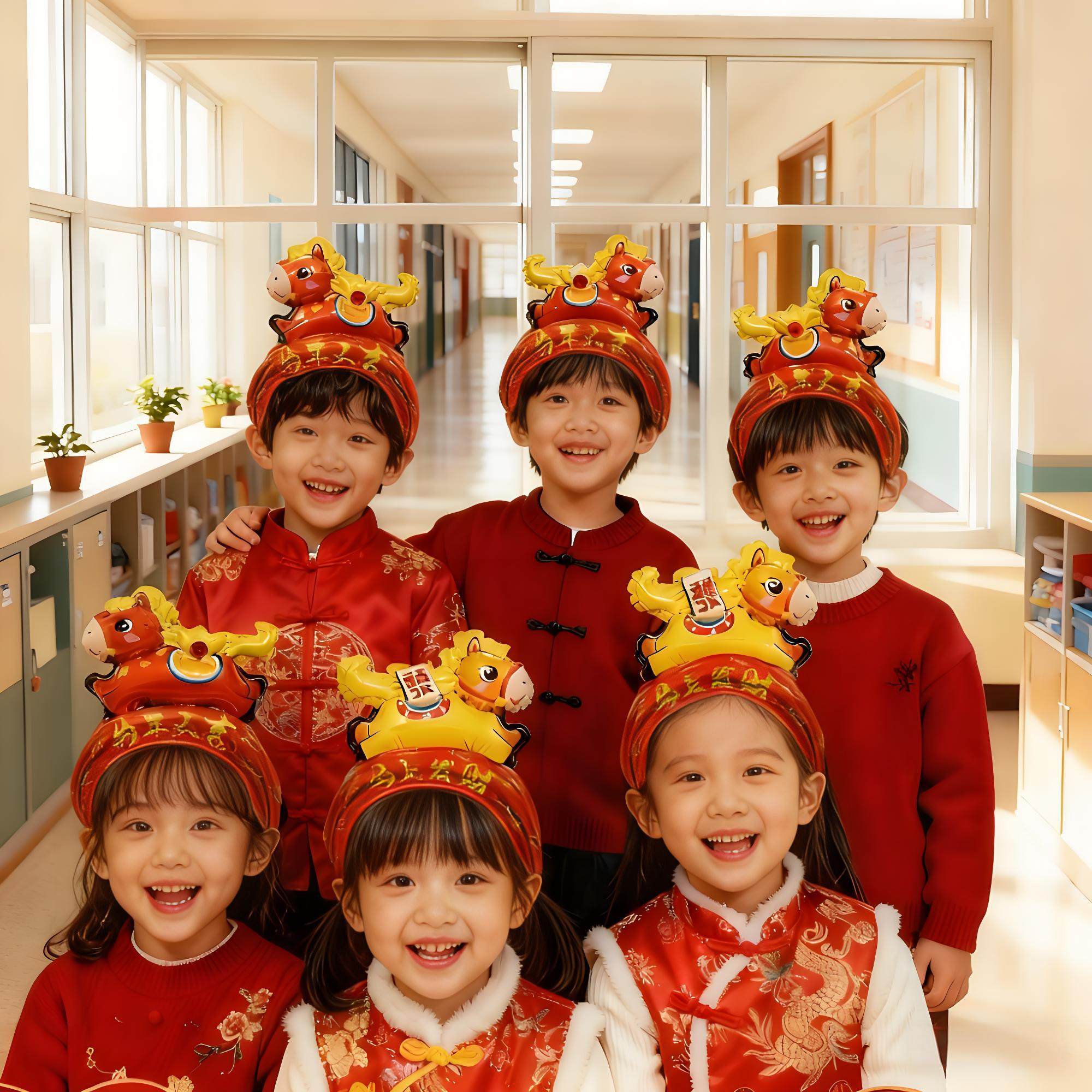 马年发箍气球头饰2026元旦新年儿童幼儿园教室活动装扮道具小礼品