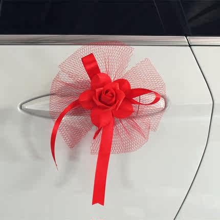 婚庆用品结婚车把手蝴蝶拉花 婚礼花车装饰仿真车把花 后视镜拉花