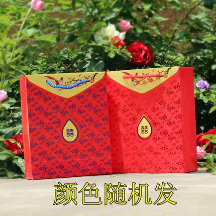 串串喜 婚礼礼品袋 结婚卡通回礼盒 可装烟回礼袋 手提袋5类可选