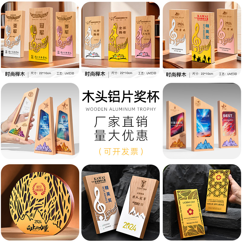 东南创意实木铝片设计奖杯定制