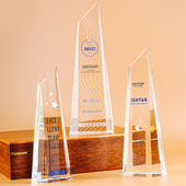 水晶简约冰山造型柱状奖杯定做企业员工比赛颁奖纪念定制厂家直销