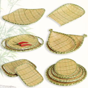 仿瓷竹编盘子异形卤菜盘创意凉菜盘中餐火锅烧烤炸货特色菜盘加厚