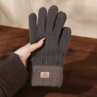日本羊绒手套2025冬季加绒加厚防寒骑行可触屏针织毛线保暖手套女