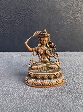 古玩杂项收藏仿古大清乾隆年制铜雕文殊菩萨摆件