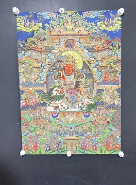 藏式唐卡财宝天王挂画藏佛唐卡布画条幅壁画59*83未装裱