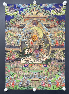 藏式唐卡财宝天王挂画藏族客厅中堂佛堂家居供奉挂画59*83CM