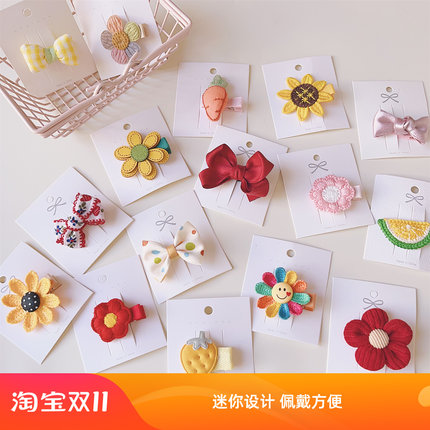 新款儿童网红发夹韩版小女孩布艺品质头饰宝宝迷你可爱红色鸭嘴夹