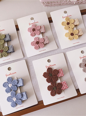 韩版儿童发饰全包布针织花朵发夹满月女宝可爱不伤发边夹原创头饰