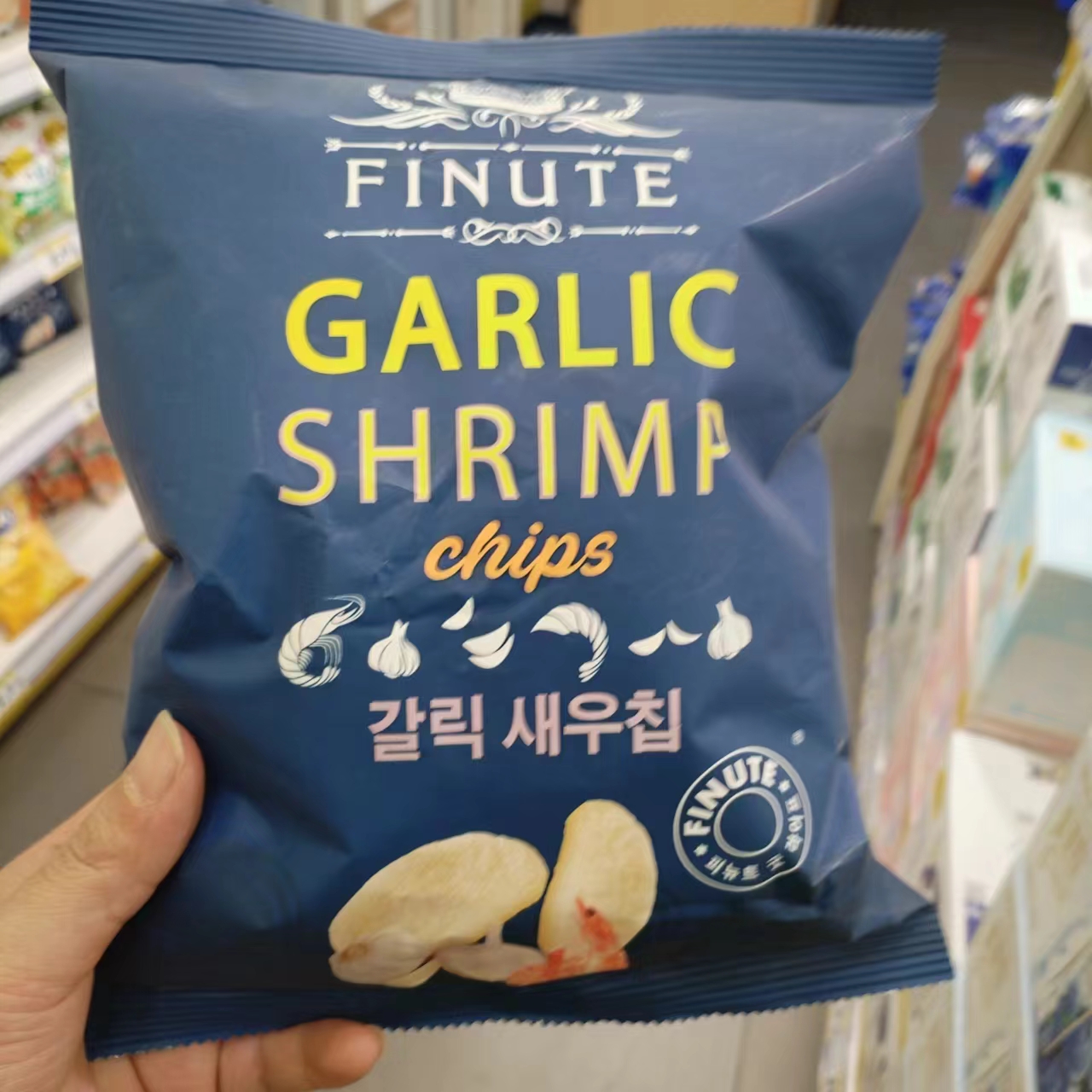 finute趣莱福韩国蒜蟹味虾片大包