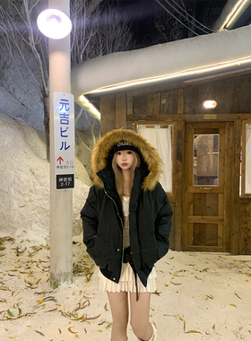 JMJ 美式设计感可拆卸毛领连帽保暖棉衣男女冬季休闲百搭面包服