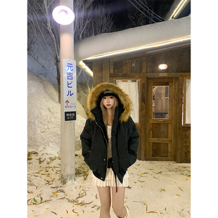 休闲百搭面包服 设计感可拆卸毛领连帽保暖棉衣男女冬季 JMJ 美式