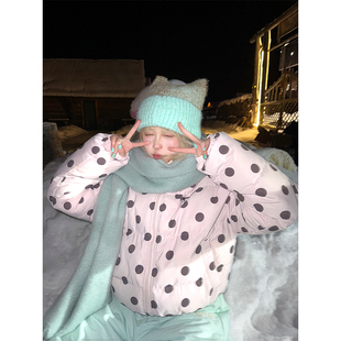 JMJ 设计感满波点立领棉衣外套男女秋冬高级感百搭保暖面包服 美式